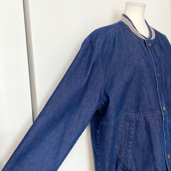 NWOT FRANK AND OAK DARK WASH DENIM BOMBER JACKET - XL - Picture 4 of 14